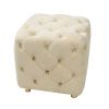 Modern Velvet Upholstered Ottoman, Exquisite Small End Table, Soft Foot Stool,Dressing Makeup Chair, Comfortable Seat for Living Room, Bedroom