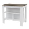 Cala Kitchen Island, Four Legs, Three Shelves