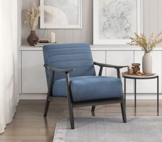 Casual Transitional Greeley Collection Accent Chair Solid Wood Living Room Office Furniture (Color: Blue)
