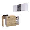 2 Piece Aspen Kitchen Island Set, Wall Cabinets or Pantry Cabinet , White /Light Oak