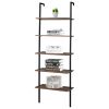 Minimalist Industrial-Chic Wall Mounted 5-Tier Etagere Ladder Shelf Bookcase