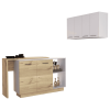 2 Piece Aspen Kitchen Island Set, Wall Cabinets or Pantry Cabinet , White /Light Oak