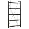 Industrial 5 Tier Solid Wood Bookcase