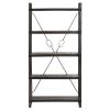 Industrial 5 Tier Solid Wood Bookcase