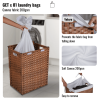 Laundry Hamper With Lid PE Rattan Powder Coating Frame Clothes Hampers with 01 Removable Bags, 100L