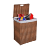 Laundry Hamper With Lid PE Rattan Powder Coating Frame Clothes Hampers with 01 Removable Bags, 100L