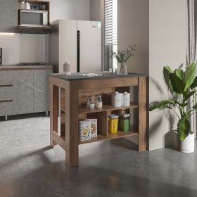 Rockaway 3-Shelf Kitchen Island (Color: Dark Brown/Onyx)