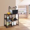 Kitchen Baker's Rack Utility Storage Shelf 35.5" Microwave Stand 4-Tier 3-Tier Shelf for Spice Rack Organizer Workstation with 10 Hooks RT