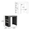 Kitchen Island Doyle, Kitchen Bar Table, Counter Height, 3 Side Shelves