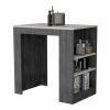 Kitchen Island Doyle, Kitchen Bar Table, Counter Height, 3 Side Shelves