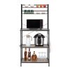 5-Tier Kitchen Bakers Rack with 10 S-Shaped Hooks, Industrial Microwave Oven Stand
