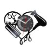Barber Shop Tools Vinyl Record Wall Clock Beauty Hair Salon Heart Shape Dryer Scissor Comb Hairstylist Design Silent Clock Watch