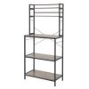 5-Tier Kitchen Bakers Rack with 10 S-Shaped Hooks, Industrial Microwave Oven Stand