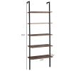 Minimalist Industrial-Chic Wall Mounted 5-Tier Etagere Ladder Shelf Bookcase