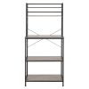5-Tier Kitchen Bakers Rack with 10 S-Shaped Hooks, Industrial Microwave Oven Stand
