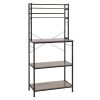 5-Tier Kitchen Bakers Rack with 10 S-Shaped Hooks, Industrial Microwave Oven Stand