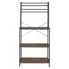 5-Tier Kitchen Bakers Rack with 10 S-Shaped Hooks, Industrial Microwave Oven Stand