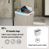 Laundry Hamper With Lid PE Rattan Powder Coating Frame Clothes Hampers with 01 Removable Bags, 100L