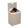 Laundry Hamper With Lid PE Rattan Powder Coating Frame Clothes Hampers with 01 Removable Bags, 100L
