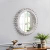 Vintage Wood Round Hanging Gear Shape Heavy Decorative Mirror For Bathroom Living Room Entryway