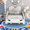 Fun Twin Size Race Car Platform Bed with PU Leather Seats
