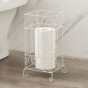 Metal Frame Toilet Paper Holder Stand, Bathroom Tissue Organizer