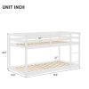 Twin Size Modern Solid Wood Floor Bunk Low Loft Bed with Ladder