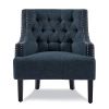 Modern Traditional Accent Chair Button Tufted Textured Fabric Upholstery Solid Wood 1pc Living Room Furniture - as Pic