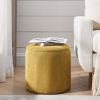 2-Piece Set Round Chenille Storage Ottoman, Equipped with a Drum Shaped Small Stool, Storage Space