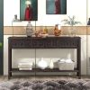 Rustic Entryway Console Table, 60" Long Sofa Table with two Different Size Drawers and Bottom Shelf for Storage