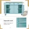 Kitchen Island Cart with 4 Door Cabinet and Two Drawers and 2 Locking Wheels - Solid Wood Top, Adjustable Shelves, Spice & Towel Rack