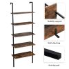 Minimalist Industrial-Chic Wall Mounted 5-Tier Etagere Ladder Shelf Bookcase