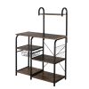Kitchen Baker's Rack Utility Storage Shelf 35.5" Microwave Stand 4-Tier 3-Tier Shelf for Spice Rack Organizer Workstation with 10 Hooks RT