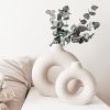 White Ceramic Vase White Vases For Decor; Modern Home Decor Vase; Boho Vases For Decor; Circle Vase; Round Vase; Donut Vase; Decorative Vase