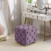 Modern Velvet Upholstered Ottoman, Exquisite Small End Table, Soft Foot Stool,Dressing Makeup Chair, Comfortable Seat for Living Room, Bedroom