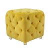 Yellow Modern Velvet Upholstered Ottoman, Exquisite Small End Table, Soft Foot Stool,Dressing Makeup Chair, Comfortable Seat for Living Room, Bedroom