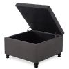 Large square storage ottoman with wooden legs, Upholstered button tufted coffee table with nail trims for Living Space