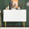 Modern Simple Sideboard with Particle Board and MDF Board;  Adjustable Shelves Luxury Style Cabinet with Gold Metal Legs and Handles for Hallway