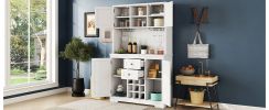 Coffee Bar Cabinet Kitchen Cabinet with Storage, Farmhouse Wine Cabinet with Drawers shelves and cabinets