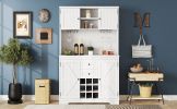 Coffee Bar Cabinet Kitchen Cabinet with Storage, Farmhouse Wine Cabinet with Drawers shelves and cabinets