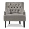 Modern Traditional Accent Chair Button Tufted Textured Fabric Upholstery Solid Wood 1pc Living Room Furniture - as Pic