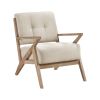 Modern Tufted Back Accent Chair Antique Finish Solid Rubberwood Unique Design Furniture