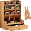 1pc Wooden Desk Organizer, Multi-Functional DIY Pen Holder, Pen Organizer For Desk, Desktop Stationary, Easy Assembly