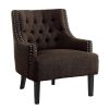 Modern Traditional Accent Chair Button Tufted Textured Fabric Upholstery Solid Wood 1pc Living Room Furniture - as Pic