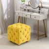 Yellow Modern Velvet Upholstered Ottoman, Exquisite Small End Table, Soft Foot Stool,Dressing Makeup Chair, Comfortable Seat for Living Room, Bedroom