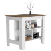 Cala Kitchen Island, Four Legs, Three Shelves