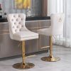 A&A Furniture Modern Swivel Velvet Barstools Adjusatble Seat Height