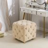 Modern Velvet Upholstered Ottoman, Exquisite Small End Table, Soft Foot Stool,Dressing Makeup Chair, Comfortable Seat for Living Room, Bedroom