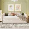 Elegant Curved Twin Velvet Upholstered Daybed with Trundle