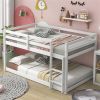 Twin Size Modern Solid Wood Floor Bunk Low Loft Bed with Ladder